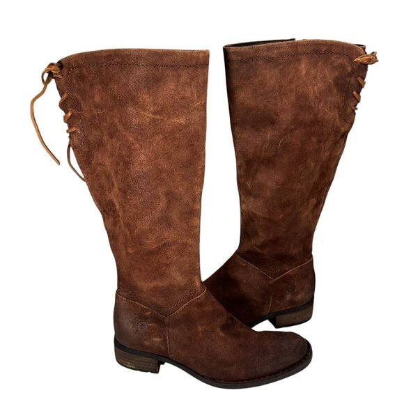 Born Women's Boots Hayden Knee High Rust Tobacco Distressed Sz 6 Wide calf New - Picture 1 of 6